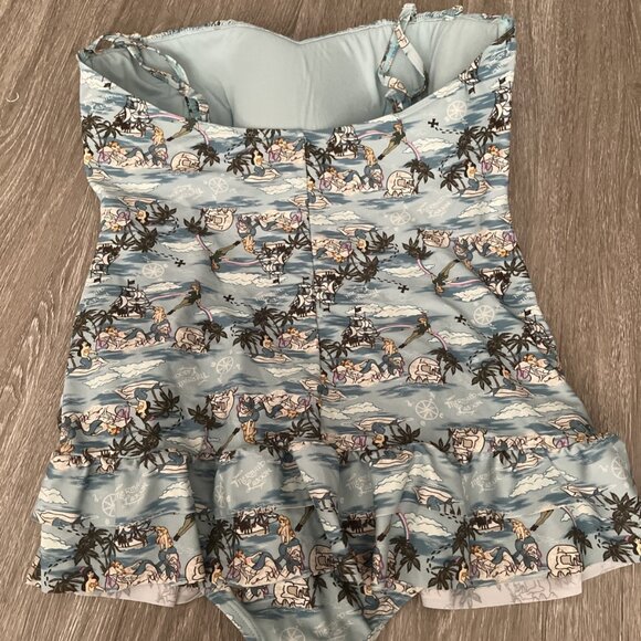 DISNEY Peter Pan Mermaid Lagoon Retro Set Me Piece Swimsuit Ruffle 2XL - Picture 4 of 6